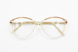 Vintage 80s Cat eye women acetate frame Atelier Gianino by Trevi mod. 559, Clear, Cream & Bronze, Deadstock