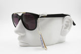Equipe Vista Italian Vintage sunglasses round panto with bridge, black & Gold, New Old Stock 1980s