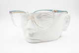 Vintage Womens eyeglass frame Clear & Azure stereograms optical illusion and strass, Vintage New Old Stock 1970s
