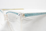 Vintage Womens eyeglass frame Clear & Azure stereograms optical illusion and strass, Vintage New Old Stock 1970s