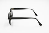 Robert La Roche Vienne round black panto sunglasses, chiseled nose and arrows, New Old Stock 1980s