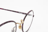 EGOS eyewear frame made in Italy, crazy violet dappled metallized color, Round women frame, New Old Stock 1980s
