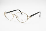 Genny 589 5007 Women Vintage Eyeglasses frame, Golden & Black designer temples, New Old Stock 1980s