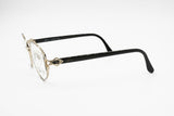 Genny 589 5007 Women Vintage Eyeglasses frame, Golden & Black designer temples, New Old Stock 1980s