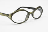 MAX MARA MM50 womens eyeglass frame oval bug-eye, Green/Golden veined, New Old Stock 1990s