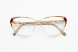 Vintage 1970s BRILLE Italian frame, Cat eye women glasses rhinestones dappled acetate, New Old Stock 70s