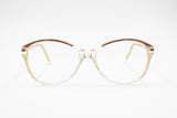 Vintage 80s Cat eye women acetate frame Atelier Gianino by Trevi mod. 559, Clear, Cream & Bronze, Deadstock