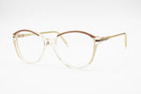 Vintage 80s Cat eye women acetate frame Atelier Gianino by Trevi mod. 559, Clear, Cream & Bronze, Deadstock