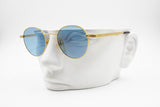 Sting 4069 Vintage 80s Sunglasses men women Round gold, azure flat lenses, New Old Stock