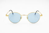 Sting 4069 Vintage 80s Sunglasses men women Round gold, azure flat lenses, New Old Stock