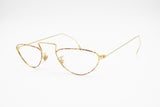 Rare Crazy Half lunettes eyeglasses, Modern design modernist, Golden & Dappled red, New Old Stock 1970s