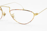 Rare Crazy Half lunettes eyeglasses, Modern design modernist, Golden & Dappled red, New Old Stock 1970s