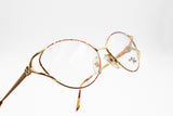 Rare Luxury women VENTURA by MAGIC M107 eyeglass frame, Gold & Red rappled rims, Medium oversize, New Old Stock 1980s