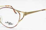 Rare Luxury women VENTURA by MAGIC M107 eyeglass frame, Gold & Red rappled rims, Medium oversize, New Old Stock 1980s