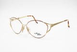 Rare Luxury women VENTURA by MAGIC M107 eyeglass frame, Gold & Red rappled rims, Medium oversize, New Old Stock 1980s