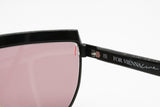 Paloma Picasso 3706 Rare black flat top sunglasses eyewear white rhinestones browline, Deadstock 1980s