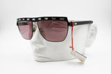 Paloma Picasso 3706 Rare black flat top sunglasses eyewear white rhinestones browline, Deadstock 1980s