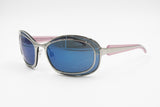 Mila Schön mod. 014 Sunglasses women mirrored blue lenses, pink acetate arms coverage, New Old Stock