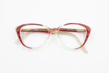Red-Clear cat eye womens eyeglass frame, Desa mod. 291, little cat eye glasses, New Old Stock 1980s