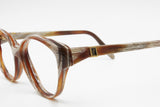 Yves Saint Laurent Paris YSL Vintage 70s frame cat eye women, Simil wooden effect acetate, New Old Stock