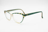 NINA RICCI Luxury cat eye women frame, Green quartz tone & Golden deco' eyebrows, New Old Stock