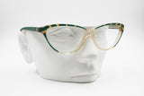NINA RICCI Luxury cat eye women frame, Green quartz tone & Golden deco' eyebrows, New Old Stock