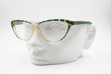 NINA RICCI Luxury cat eye women frame, Green quartz tone & Golden deco' eyebrows, New Old Stock