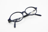 FOVES Italian brand eyeglass, Oval rims deep blue acetate, smart casual model, New Old Stock 1980s