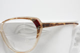 Vintage 1970s BRILLE Italian frame, Cat eye women glasses rhinestones dappled acetate, New Old Stock 70s