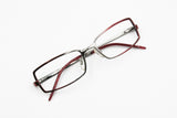 Paloma Picasso PP028 eyeglass-sunglasses frame Silver & Red reflective metal, New Old Stock 1990s