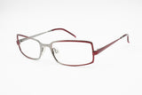 Paloma Picasso PP028 eyeglass-sunglasses frame Silver & Red reflective metal, New Old Stock 1990s