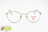 GUESS mod. GU 344 Vintage 90s round panto frame satin gold & Brown/Blue spotted, New Old Stock 1990s