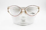 Rare Luxury women VENTURA by MAGIC M107 eyeglass frame, Gold & Red rappled rims, Medium oversize, New Old Stock 1980s