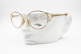 Rare Luxury women VENTURA by MAGIC M107 eyeglass frame, Gold & Red rappled rims, Medium oversize, New Old Stock 1980s
