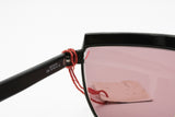 Paloma Picasso 3706 Rare black flat top sunglasses eyewear white rhinestones browline, Deadstock 1980s