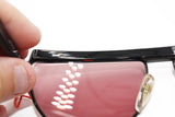 Paloma Picasso 3706 Rare black flat top sunglasses eyewear white rhinestones browline, Deadstock 1980s