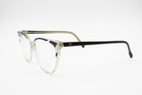 Alfredo Gabrielli PL Gabrielli unique women cat eye eyeglass frame, Clear Black & Pearl, New Old Stock 1980s
