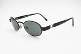 ICEBERG Vintage 90s sunglasses Black & Silver logo, Oval shades made in Italy, NOS 90s