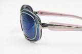 Mila Schön mod. 014 Sunglasses women mirrored blue lenses, pink acetate arms coverage, New Old Stock