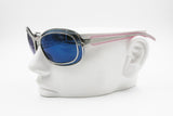 Mila Schön mod. 014 Sunglasses women mirrored blue lenses, pink acetate arms coverage, New Old Stock