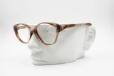 Yves Saint Laurent Paris YSL Vintage 70s frame cat eye women, Simil wooden effect acetate, New Old Stock
