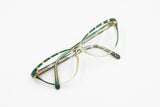NINA RICCI Luxury cat eye women frame, Green quartz tone & Golden deco' eyebrows, New Old Stock