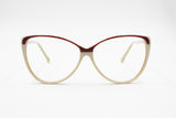 Vintage Cream & Red cat eye frame women by LUCIEN mod. 4339, New Old Stock 1970s