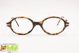 Vintage 80s artisanal handcrafted oval eyeglass frame, asymmetric details arms, New Old Stock