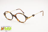 Vintage 80s artisanal handcrafted oval eyeglass frame, asymmetric details arms, New Old Stock