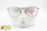 GUESS mod. GU 344 Vintage 90s round panto frame satin gold & Brown/Blue spotted, New Old Stock 1990s