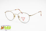 GUESS mod. GU 344 Vintage 90s round panto frame satin gold & Brown/Blue spotted, New Old Stock 1990s