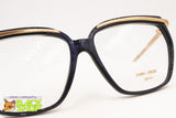 ENRICA MASSEI Vintage glasses cobalt blue & Golden striated metal, Elegant women glasses, New Old Stock