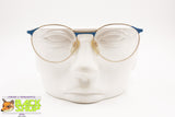 Vintage Artisanal Italian frame round rims, Golden satin metal & Pastel blue details, New Old Stock 1970s
