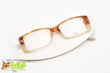 LANCETTI Vintage glasses frame acetate caramel brown & white cream, leather arms, New Old Stock